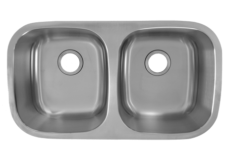 32 x 18 Inch, Undermount Double Bowl Rounded Kitchen Sink In Stainless Steel - BUILDMYPLACE