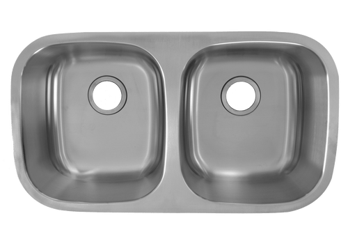 32 x 18 Inch, Undermount Double Bowl Rounded Kitchen Sink In Stainless Steel