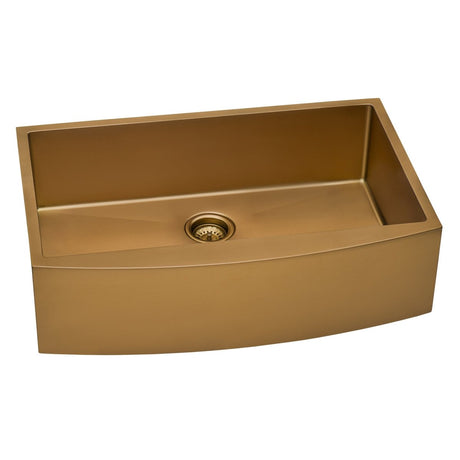 33 - inch Apron - Front Farmhouse Kitchen Sink - Copper Tone Matte Bronze Stainless Steel Single Bowl - BUILDMYPLACE