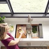 33 - inch Workstation Ledge Tight Radius 50/50 Double Bowl Undermount Kitchen Sink - BUILDMYPLACE