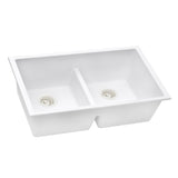 33 x 19 inch Granite Composite Undermount Low Divide Double Bowl - BUILDMYPLACE