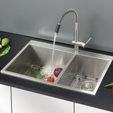 33 x 22 inch Drop - in 60/40 Double Bowl 16 Gauge Zero Radius Topmount Stainless Steel Kitchen Sink - BUILDMYPLACE