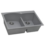 33 x 22 inch Drop - in Topmount Granite Composite Double Bowl - BUILDMYPLACE