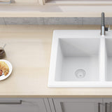 33 x 22 inch Dual - Mount Granite Composite Double Bowl - BUILDMYPLACE