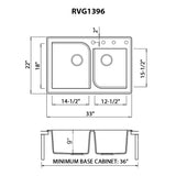 33 x 22 inch Dual - Mount Granite Double Bowl Composite Sink - BUILDMYPLACE