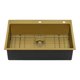 33 x 22 inch Stainless Steel Drop - in Topmount Kitchen Sink 16 Gauge Single Bowl - BUILDMYPLACE