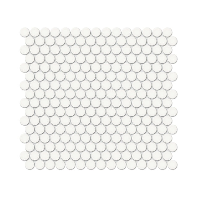 3/4 In Penny Round Soho Canvas White Matte Glazed Porcelain Mosaic - BUILDMYPLACE