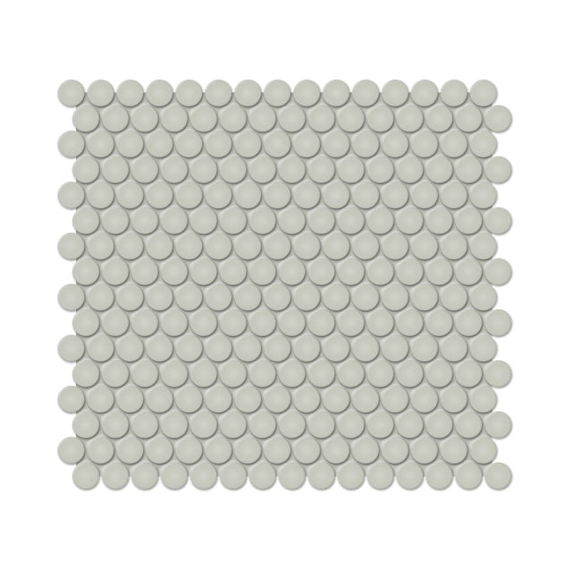 3/4 In Penny Round Soho Soft Sage Glossy Glazed Porcelain Mosaic - BUILDMYPLACE