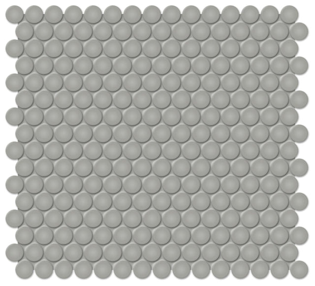 3/4 in. Soho Cement Chic Penny Round Matte Glazed Porcelain Mosaic - BUILDMYPLACE