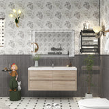 Louis 48 In. Floating Single Sink Bathroom Vanity Cabinet with Acrylic Sink Top & Soft Closing Drawers