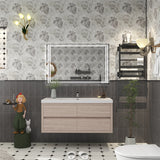 Louis 48 In. Floating Single Sink Bathroom Vanity Cabinet with Acrylic Sink Top & Soft Closing Drawers