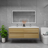 Louis 60 In. Floating Double Sink Bathroom Vanity Cabinet with Acrylic Sink Top & Soft Closing Drawers