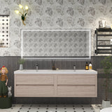 Louis 72 In. Floating Double Sink Bathroom Vanity Cabinet with Acrylic Sink Top & Soft Closing Drawers