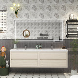 Louis 72 In. Floating Double Sink Bathroom Vanity Cabinet with Acrylic Sink Top & Soft Closing Drawers
