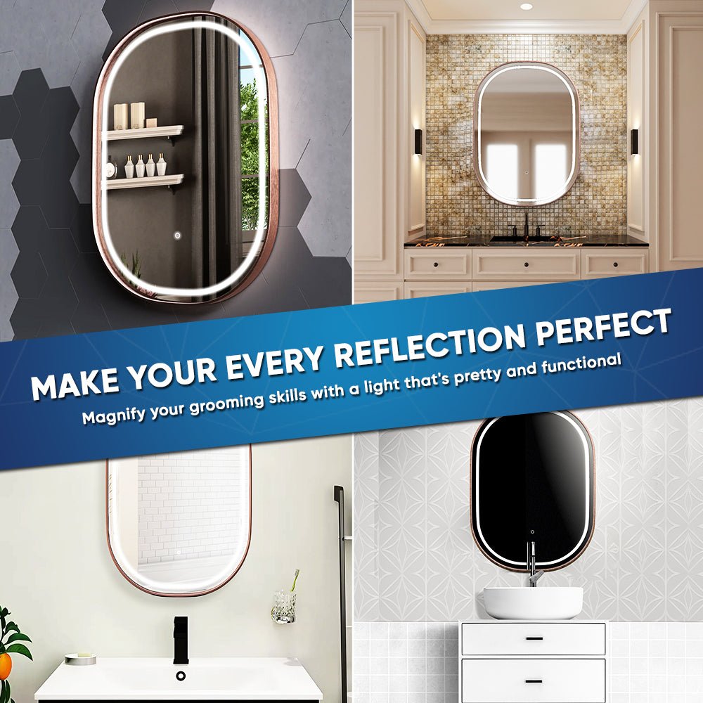 36 in. x 48 in. LED Lighted Bathroom Vanity Mirror, Anti - Fog, CRI 90+, Adjustable Color Temperature & Remembrance, Lighted Makeup Mirrors, Neu - U Style - BUILDMYPLACE