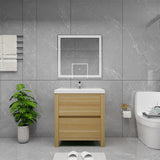 Louis 30 In. Freestanding Single Sink Bathroom Vanity Cabinet with Acrylic Sink Top & Soft Closing Drawers
