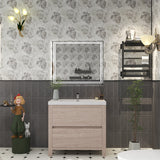 Louis 36 In. Freestanding Single Sink Bathroom Vanity Cabinet with Acrylic Sink Top & Soft Closing Drawers