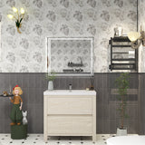 Louis 36 In. Freestanding Single Sink Bathroom Vanity Cabinet with Acrylic Sink Top & Soft Closing Drawers