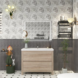 Louis 42 In. Freestanding Single Sink Bathroom Vanity Cabinet with Acrylic Sink Top & Soft Closing Drawers