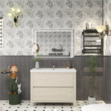 Louis 42 In. Freestanding Single Sink Bathroom Vanity Cabinet with Acrylic Sink Top & Soft Closing Drawers