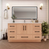 Victoria 60 In. Freestanding Single Sink Bathroom Vanity with Acrylic Sink Top & Soft Closing Doors & Drawers