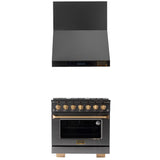 KUCHT Gemstone Professional 36 in. 5.2 cu. ft. Propane Gas Range with Sealed Burners and Convection Oven in Titanium Stainless Steel