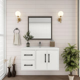 Victoria 36 In. Floating Single Sink Bathroom Vanity with Acrylic Sink Top & Left Side Drawers & Doors