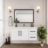 Victoria 42 In. Floating Single Sink Bathroom Vanity with Acrylic Sink Top & Right Side Drawers & Doors