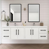 Victoria 72 In. Floating Double Sink Bathroom Vanity with Acrylic Sink Top & Soft Closing Doors & Drawers