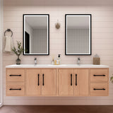 Victoria 72 In. Floating Double Sink Bathroom Vanity with Acrylic Sink Top & Soft Closing Doors & Drawers