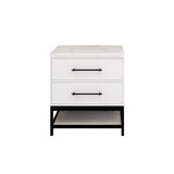 Victoria 30 In. Freestanding Single Sink Bathroom Vanity with Acrylic Sink Top  & Soft Closing Drawers & Open Shelf Storage
