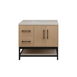 Victoria 36 In. Freestanding Single Sink Bathroom Vanity with Acrylic Sink Top, Open Shelf Storage, Left Side Drawers & Doors