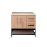 Victoria 36 In. Freestanding Single Sink Bathroom Vanity with Acrylic Sink Top, Open Shelf Storage & Right Side Drawers & Doors