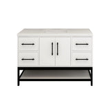 Victoria 48 In. Freestanding Single Sink Bathroom Vanity with Acrylic Sink Top, Open Shelf Storage & Soft Closing Doors & Drawers