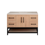 Victoria 48 In. Freestanding Single Sink Bathroom Vanity with Acrylic Sink Top, Open Shelf Storage & Soft Closing Doors & Drawers