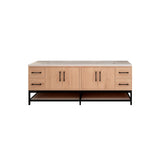 Victoria 84 In. Freestanding Double Sink Bathroom Vanity with Acrylic Sink Top, Open Shelf Storage & Soft Closing Doors & Drawers