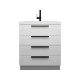 Carla 30 In. Freestanding Single Sink Bathroom Vanity with Acrylic Top