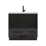Carla 36 In. Freestanding Single Sink Bathroom Vanity with Acrylic Top & Right Side Drawers