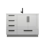 Carla 48 In. Freestanding Single Sink Bathroom Vanity with Acrylic Top