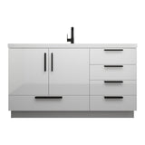 Carla 60 In. Freestanding Single Sink Bathroom Vanity with Acrylic Top