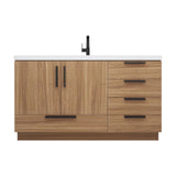 Carla 60 In. Freestanding Single Sink Bathroom Vanity with Acrylic Top