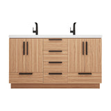 Carla 60 In. Freestanding Double Sink Bathroom Vanity with Acrylic Top