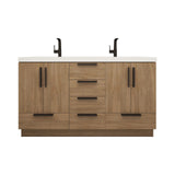 Carla 60 In. Freestanding Double Sink Bathroom Vanity with Acrylic Top