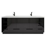 Carla 84 In. Freestanding Double Sink Bathroom Vanity with Acrylic Top