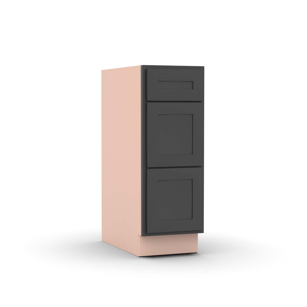 Liberty Shaker Grey - 12 Inch Three Drawer Base Cabinet - 12