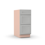 Liberty Shaker Ashen - 15 Inch Three Drawer Base Cabinet - 15" Width x 34.5" Height x 24" Depth