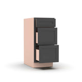 Liberty Shaker Grey - 15 Inch Three Drawer Base Cabinet - 15" Width x 34.5" Height x 24" Depth