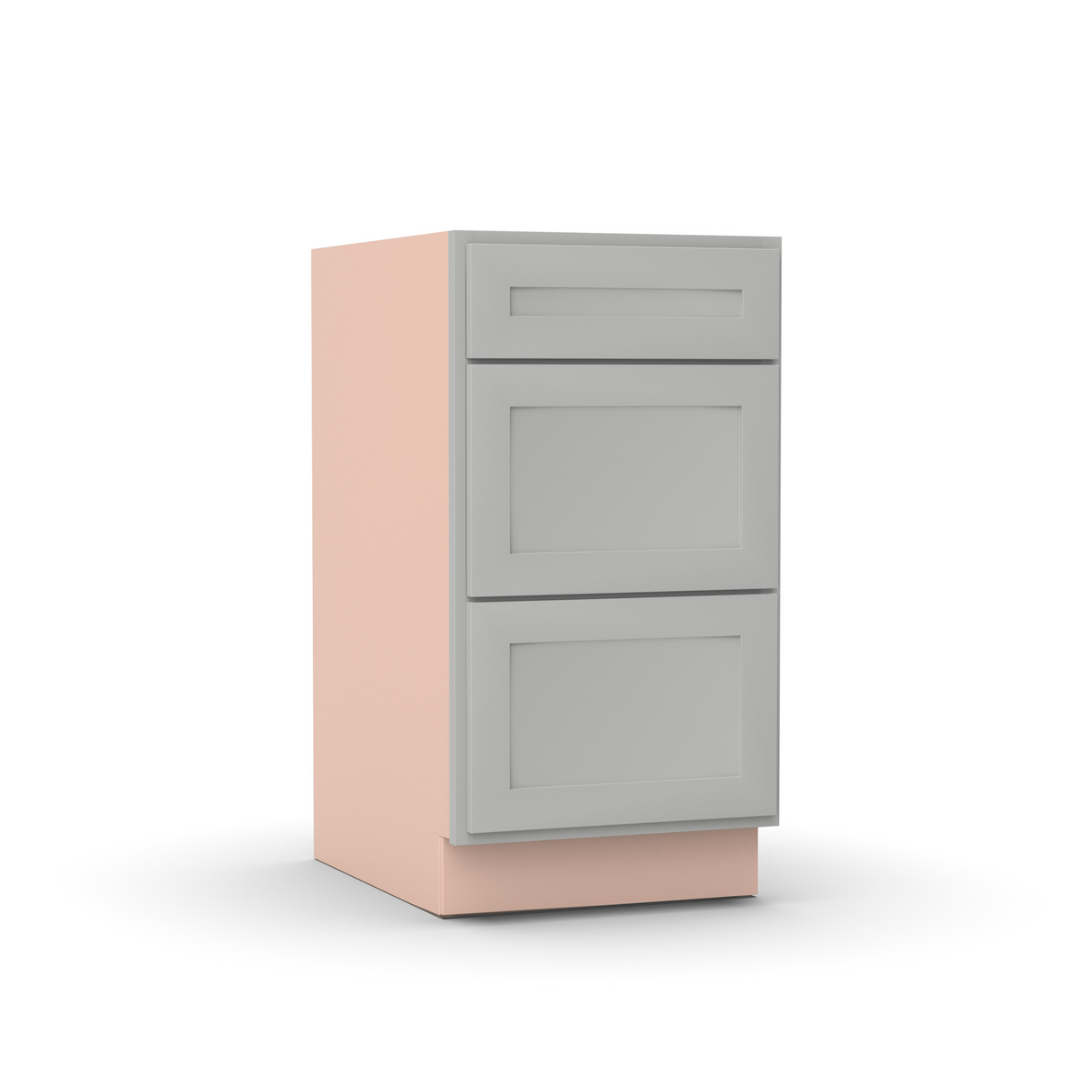 Liberty Shaker Ashen - 18 Inch Three Drawer Base Cabinet - 18" Width x 34.5" Height x 24" Depth