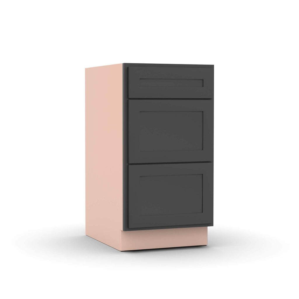 Liberty Shaker Grey - 18 Inch Three Drawer Base Cabinet - 18