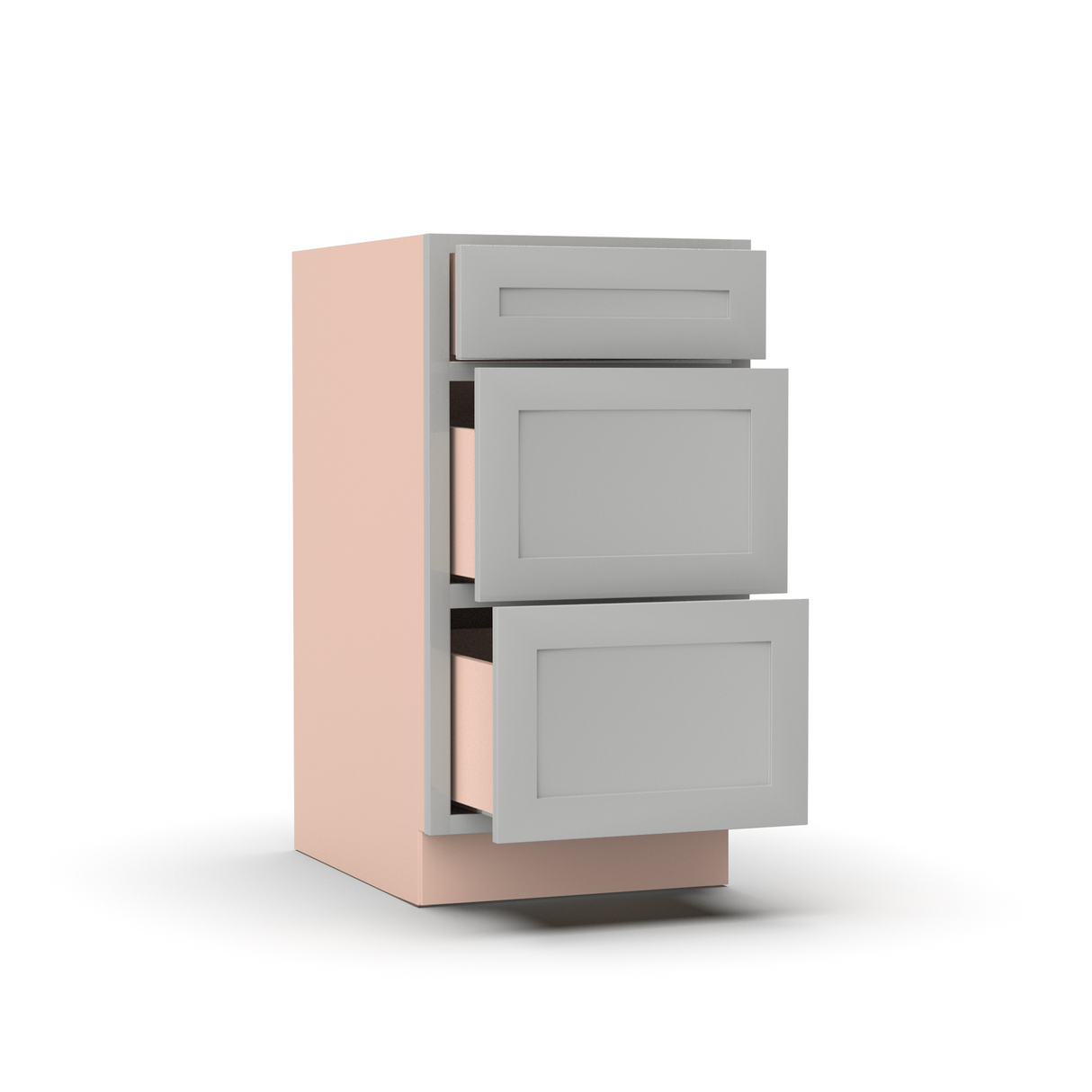 Liberty Shaker Ashen - 18 Inch Three Drawer Base Cabinet - 18" Width x 34.5" Height x 24" Depth